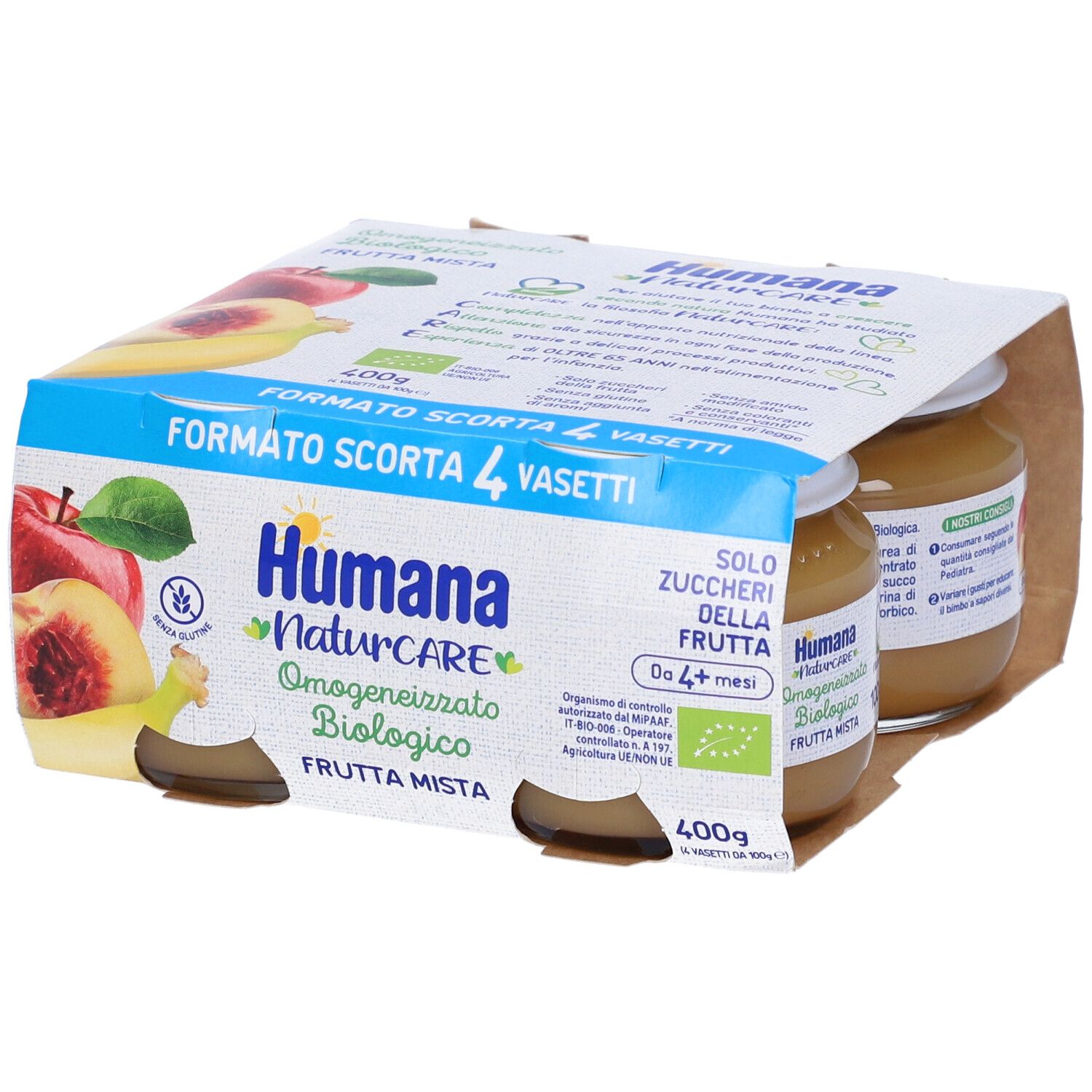 HUMANA OMOGENIZZATO BIOLOGICO , FRUTTA MISTA 4X100 GR